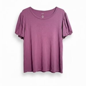 Sonoma Women's Purple Short Flutter Sleeve Casual Cotton Top XL 009